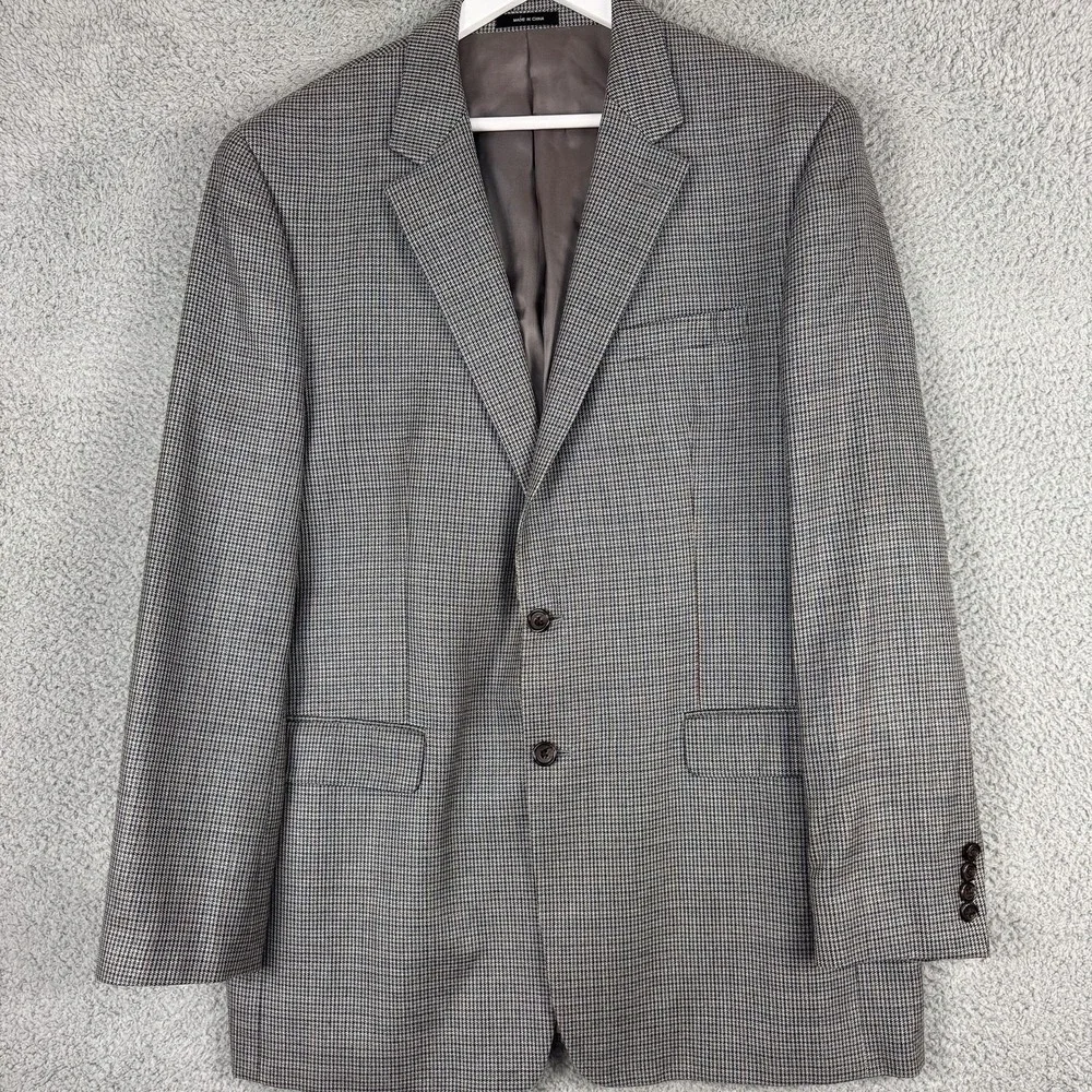 Lauren Ralph Lauren Blazer Mens 44L Houndstooth Silk‎ Wool Two Button Sport Coat